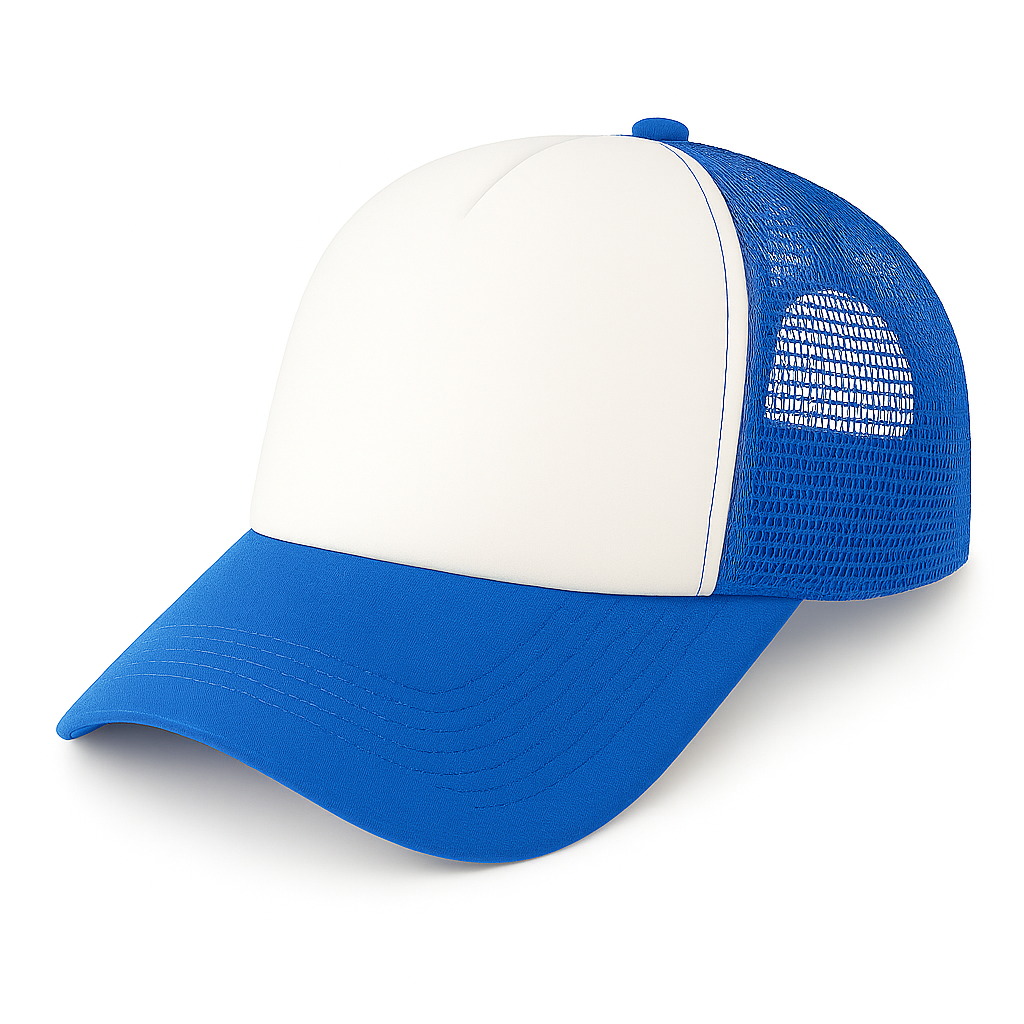 Gorra camionera roja con panel blanco para sublimación