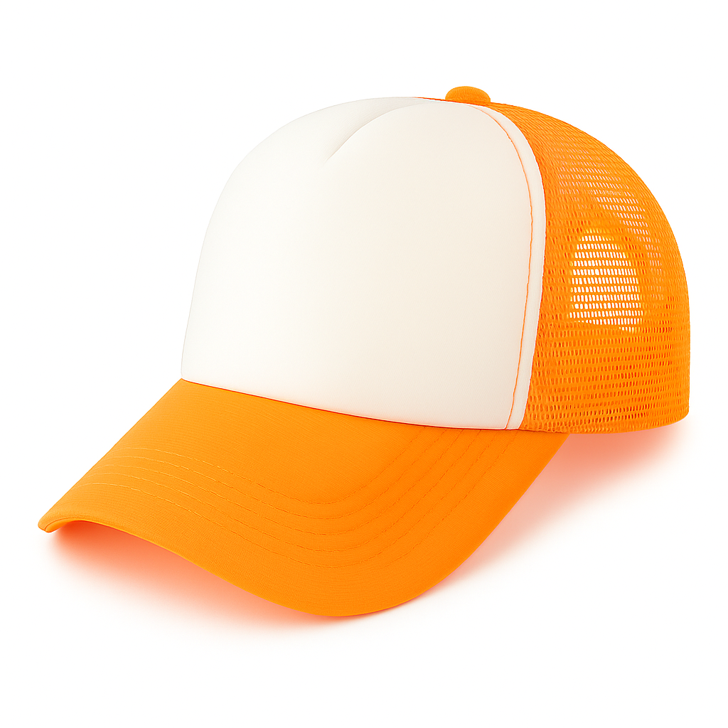 Gorra camionera roja con panel blanco para sublimación