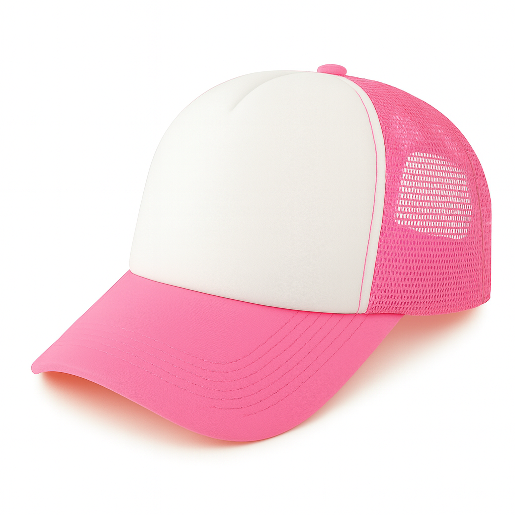 Gorra camionera roja con panel blanco para sublimación