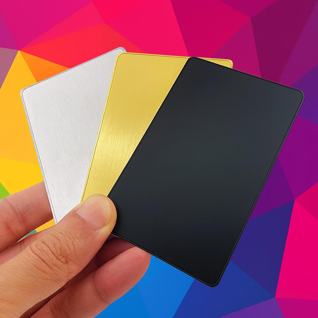 Tarjetas de Aluminio, en diferentes tonos Dorado Blanco y Plateado