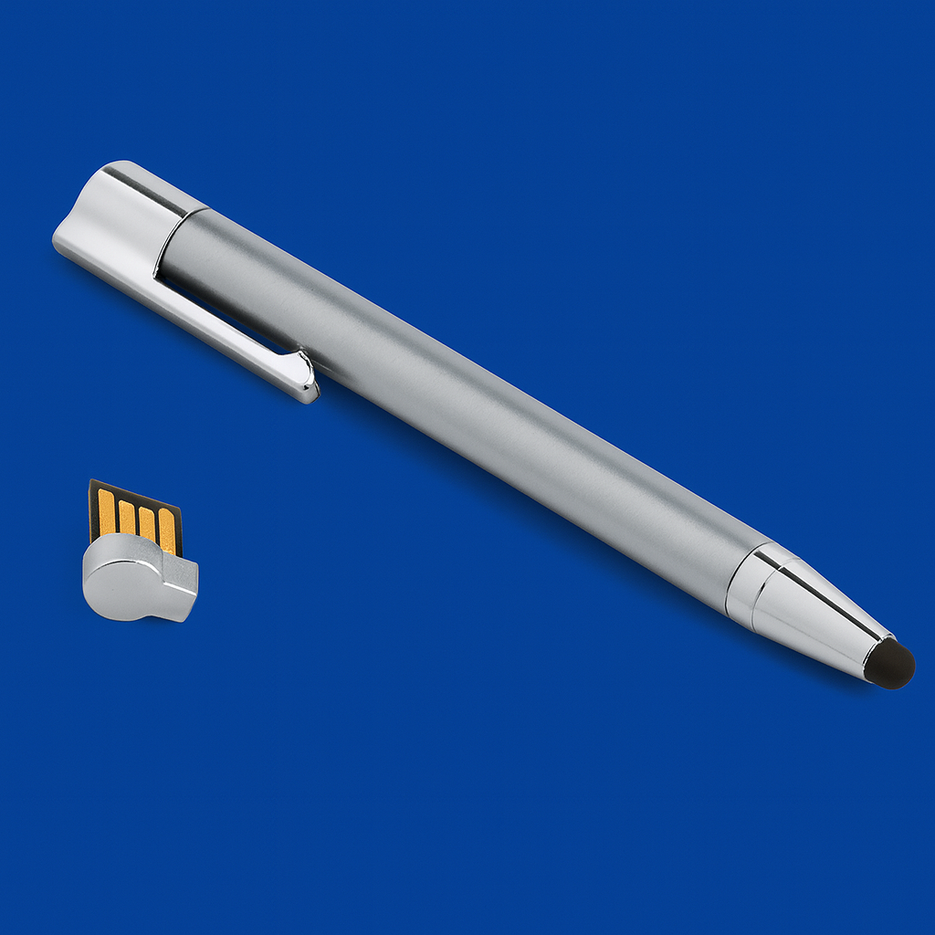 BOLÍGRAFO METÁLICO CON PUNTA TÁCTIL Y USB INTEGRADO</p>
<p>