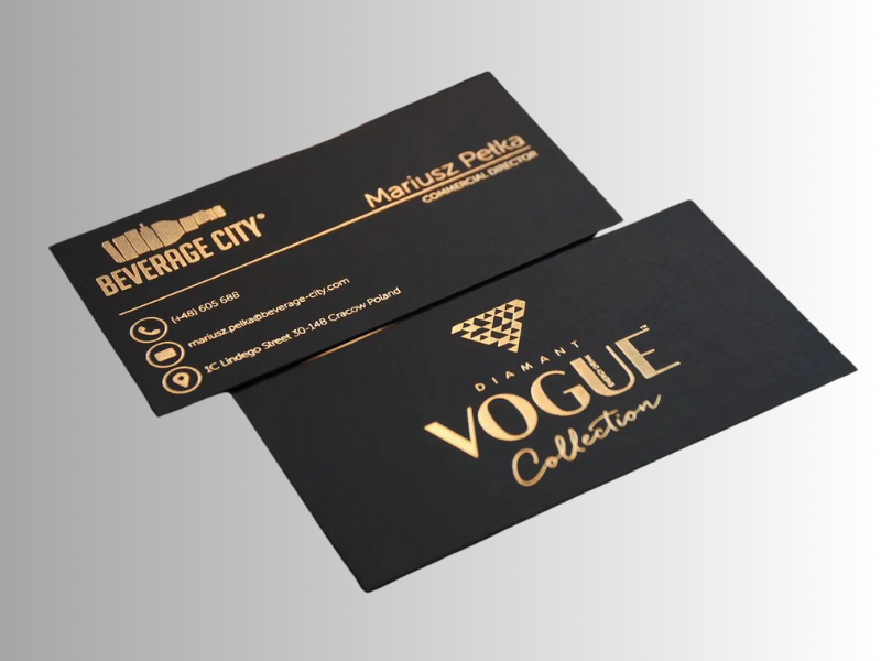 Tarjetas con Hot Stamping dorado y acabado premium.