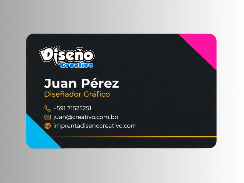 Tarjetas personales con acabados premium y esquinas redondeadas en Diseño Creativo Imprenta.